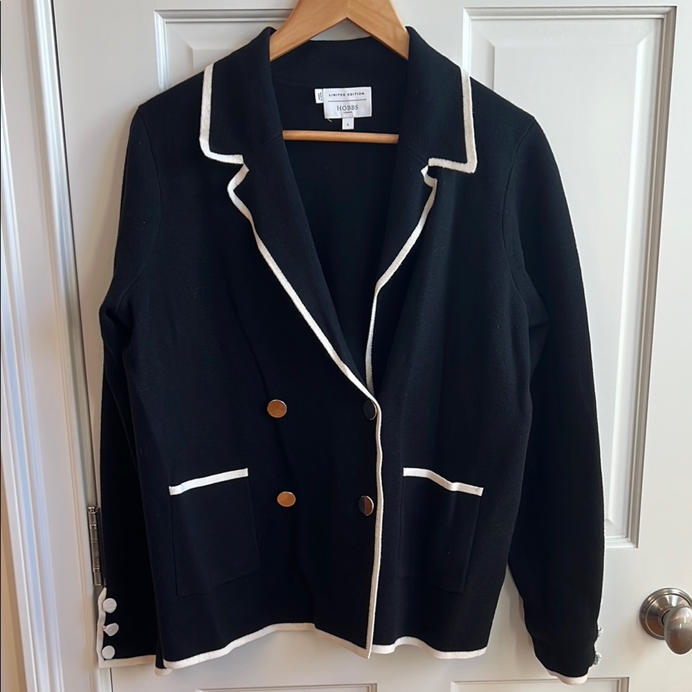 Black and White Cardigan Sweater with Classic Silhouette
